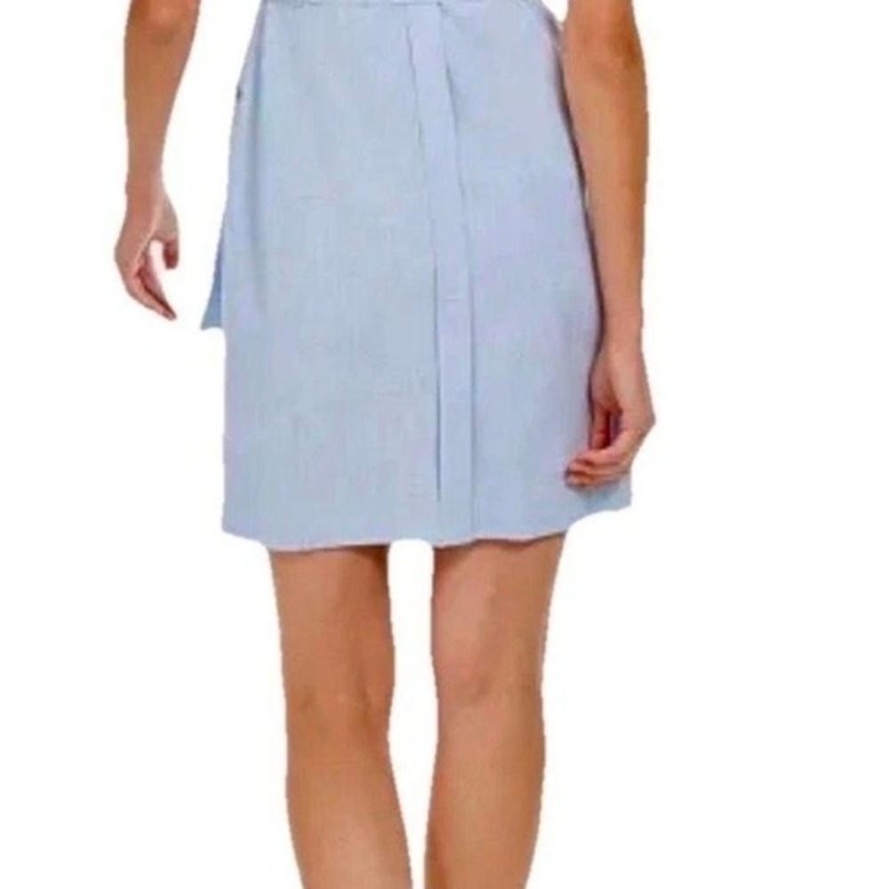 Calvin Klein Light Blue Moto Sheath Dress Sleeveless Belted Size 6 - Picture 6 of 9